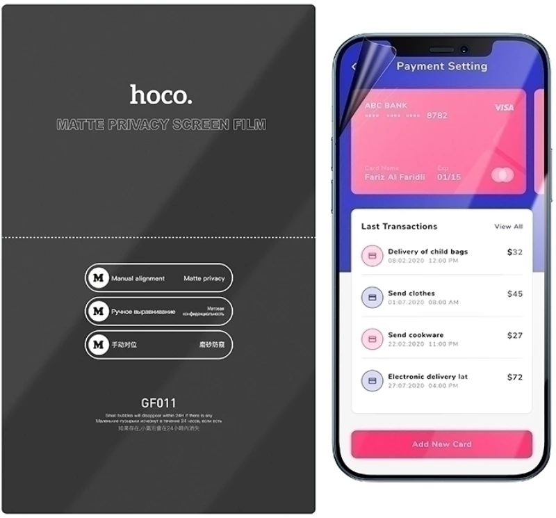 Hoco Hydrogel Pro Privacy Matte Screen Protector - Ματ Μεμβράνη Προστασίας Απορρήτου Οθόνης Alcatel 3X 2020 - 0.15 mm - Matte (HOCO-FRONT-PRM-018-029)