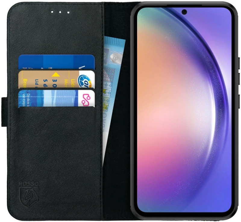Rosso Deluxe Δερμάτινη Θήκη Πορτοφόλι Samsung Galaxy A54 - Black (8719246378683)