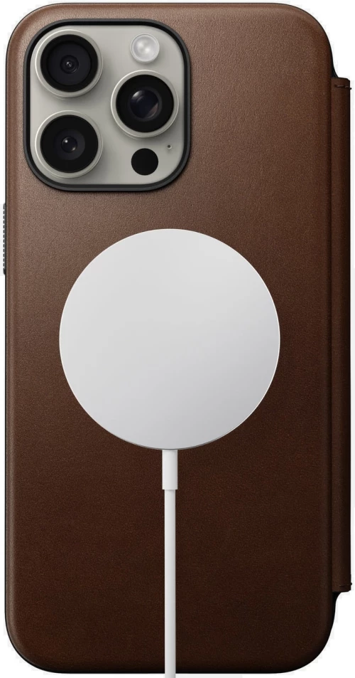 Nomad Modern Leather Folio - MagSafe Δερμάτινη Θήκη - Πορτοφόλι Apple iPhone 15 Pro Max - Brown (NM01633785)