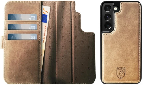 Rosso Elite - MagSafe Δερμάτινη Θήκη / Πορτοφόλι - Samsung Galaxy S22 5G - Light Brown (8719246440700)