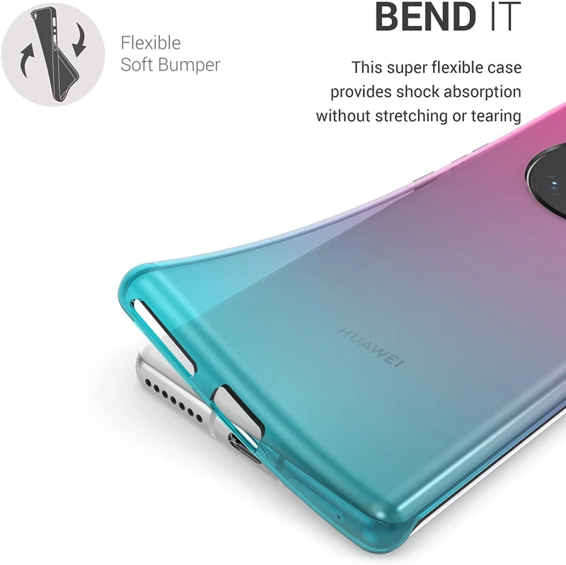 KWmobile Θήκη Σιλικόνης Huawei Mate 40 Pro - Bicolor / Pink / Blue / Transparent (54239.01)