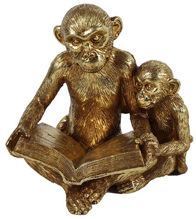 Μαιμούδες με βιβλιο κεραμικό χρυσό 20εκ.