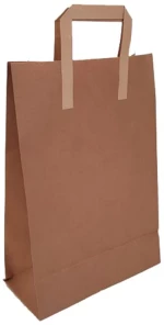 Τσάντα καφέ 26x37εκ.  πλακέ χέρι
