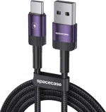 Spacecase USB-C Cable - Καλώδιο Φόρτισης και Μεταφοράς Δεδομένων USB-A σε Type-C - 100cm - 3A - Purple (5905719072520)