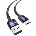 Spacecase USB-C Cable - Καλώδιο Φόρτισης και Μεταφοράς Δεδομένων USB-A σε Type-C - 100cm - 3A - Purple (5905719072520)