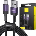 Spacecase USB-C Cable - Καλώδιο Φόρτισης και Μεταφοράς Δεδομένων USB-A σε Type-C - 100cm - 3A - Purple (5905719072520)