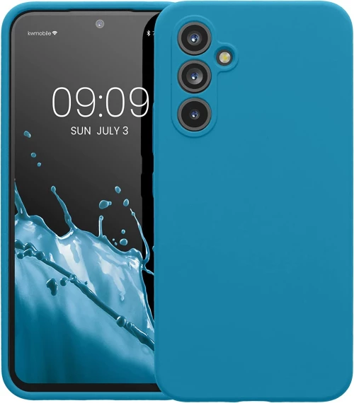 KWmobile Soft Flexible Rubber Cover - Θήκη Σιλικόνης Samsung Galaxy A54 με Πλαίσιο Κάμερας - Caribbean Blue (60795.224)