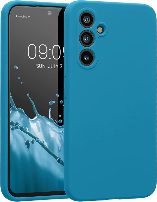 KWmobile Soft Flexible Rubber Cover - Θήκη Σιλικόνης Samsung Galaxy A54 με Πλαίσιο Κάμερας - Caribbean Blue (60795.224)
