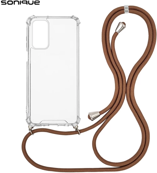 Θήκη Σιλικόνης με Κορδόνι Sonique Armor Clear Samsung Galaxy A25 5G Καφέ