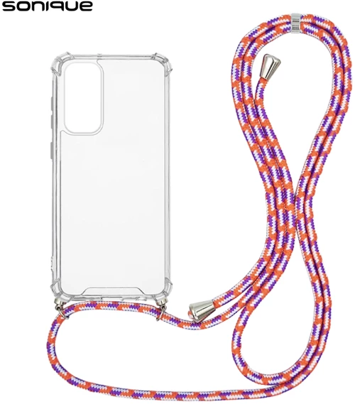 Θήκη Σιλικόνης με Κορδόνι Sonique Armor Clear Samsung Galaxy S23 FE Rainbow Κοραλλί