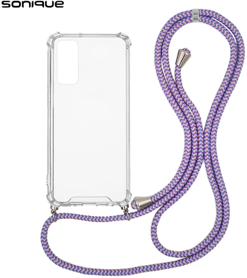 Θήκη Σιλικόνης με Κορδόνι Sonique Armor Clear Samsung Galaxy A05s 4G Rainbow Λιλά