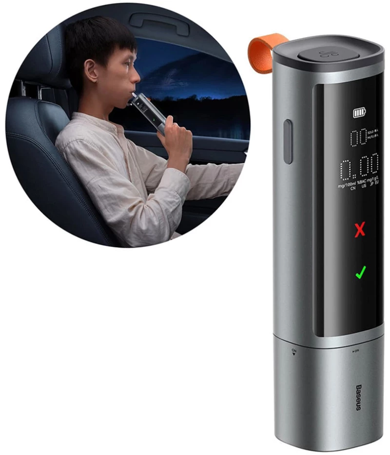 Baseus - Electronic Breathalyzer SafeJourney Pro Series (CRCX060014) - 470mAh, LCD Display, Type-C - Black
