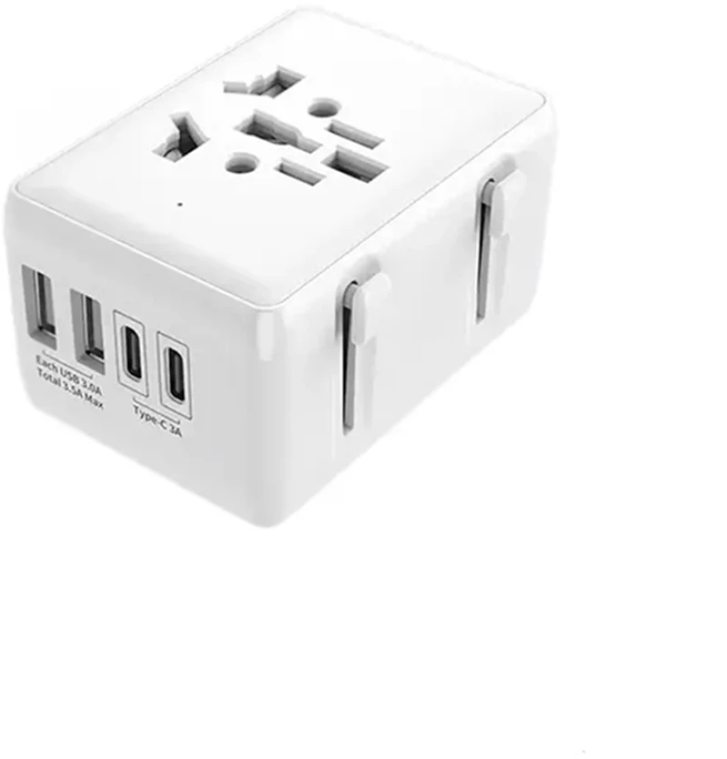 Techsuit - Travel Adapter (HHT203A) - PD20W, 2 x USB, 2 x Type-C, EU, UK, AUS, US - White
