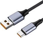 Techsuit - Data Cable (UCB320-Z) - USB to Type-C, Super Fast Charging, 100W, 480Mbps, 6A, Nylon, Aluminum Alloy, 1m - Black