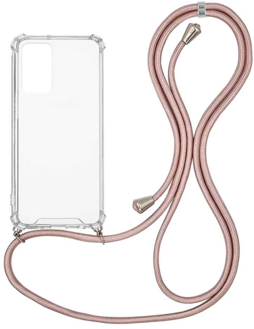 Θήκη Σιλικόνης με Κορδόνι Sonique Armor Clear Samsung Galaxy A52 4G/5G / Galaxy A52s 5G Ροζ Χρυσό Σατινέ