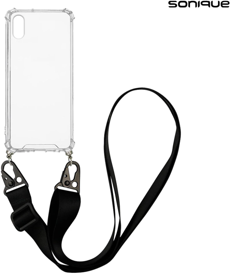 Θήκη Σιλικόνης με Strap Sonique Armor Clear Apple iPhone X / iPhone XS Μαύρο