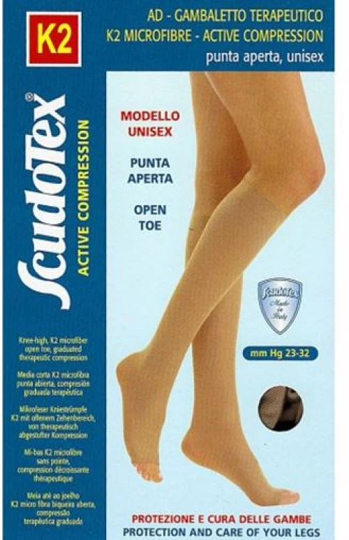 Scudotex Κάλτσες Κάτω Γόνατος K2 Microfiber 23-32mmHg Open Toe Beige No 4