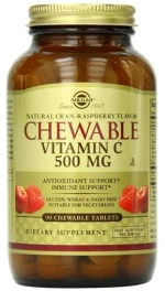 Solgar Vitamin C 500mg Chewable Raspberry Flavour με Γεύση Κράνμπερυ-Σμέουρο 90 Μασώμενες Ταμπλετες