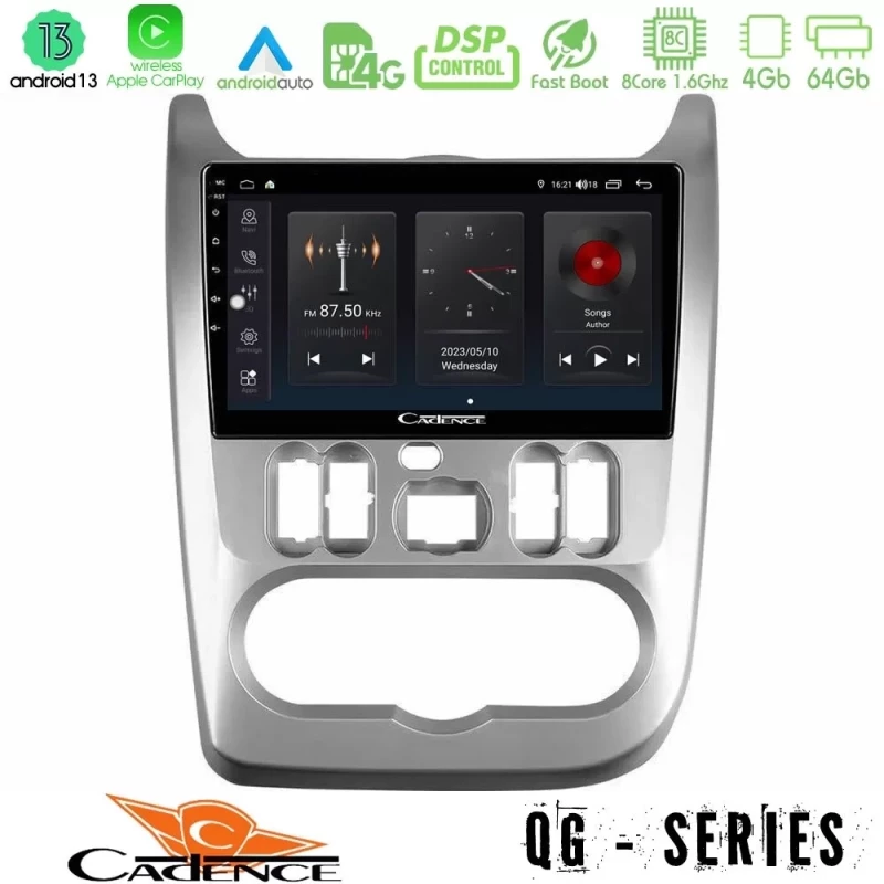 Cadence QG Series 8Core Android13 4+64GB Dacia Duster/Sandero/Logan Navigation Multimedia Tablet 9" U-QG-DC0766