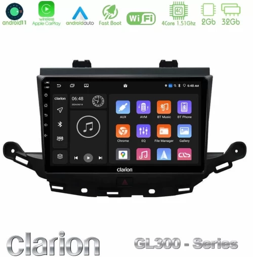 Clarion GL300 Series 4Core Android11 2+32GB Opel Astra K 2015-2019 Navigation Multimedia Tablet 9" Με Carplay & Android Auto U-GL3-OP0113