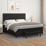 Κρεβάτι Boxspring με Στρώμα Μαύρο 180x200εκ.από Συνθετικό Δέρμα Μαύρο 3137677