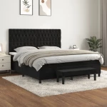Κρεβάτι Boxspring με Στρώμα Μαύρο 180x200 εκ. Βελούδινο Μαύρο 3138039
