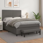 Κρεβάτι Boxspring με Στρώμα Γκρι 140x200εκ. από Συνθετικό Δέρμα Γκρι 3137549