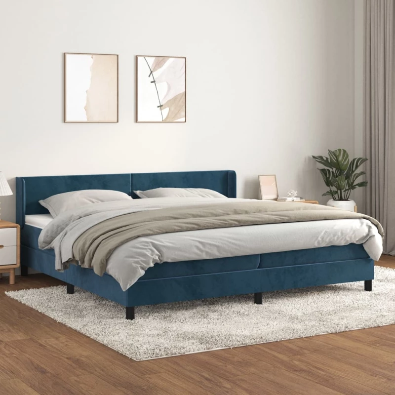 Κρεβάτι Boxspring με Στρώμα Σκούρο Μπλε 200x200 εκ. Βελούδινο Μπλε 3130863