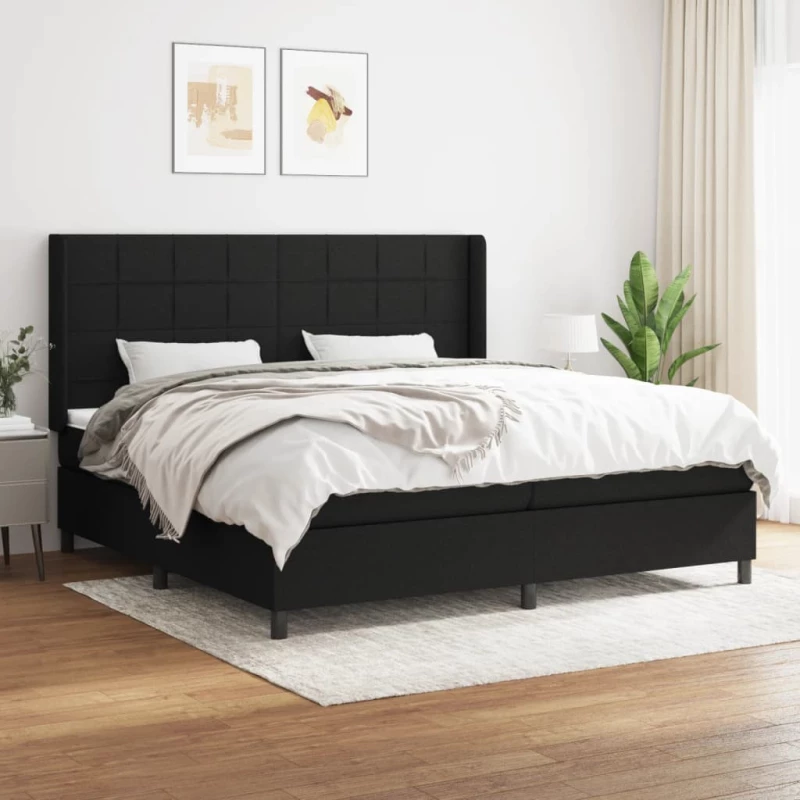 Κρεβάτι Boxspring με Στρώμα Μαύρο 200x200 εκ. Υφασμάτινο Μαύρο 3131459