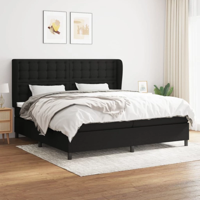 Κρεβάτι Boxspring με Στρώμα Μαύρο 200x200 εκ. Υφασμάτινο Μαύρο 3128311