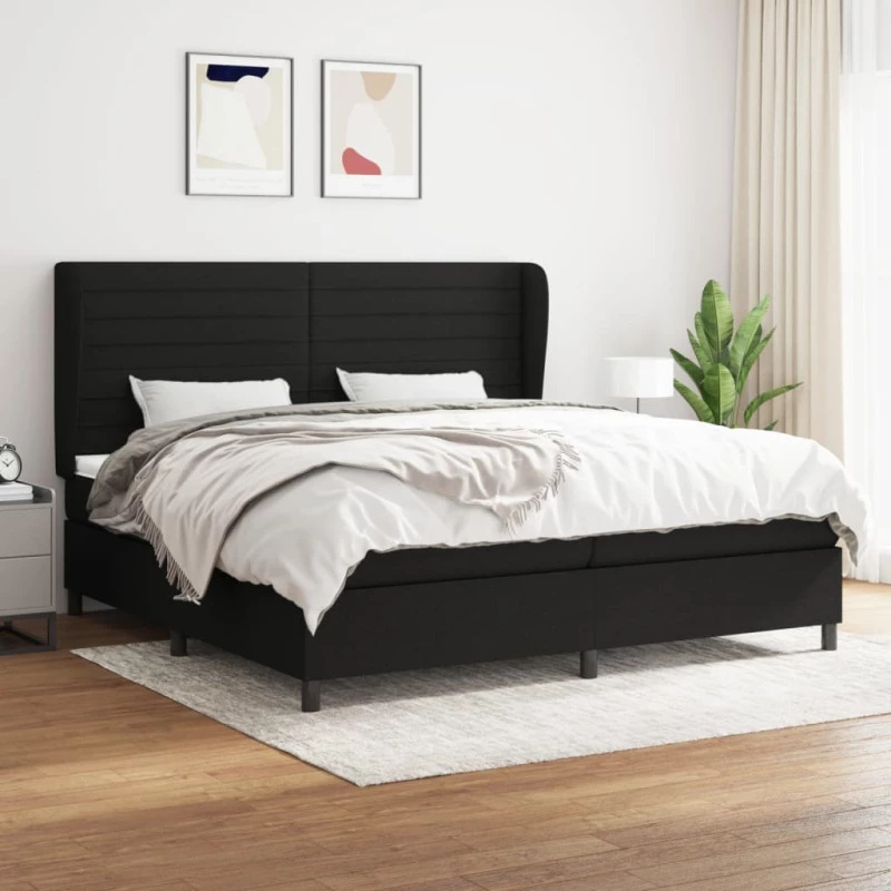 Κρεβάτι Boxspring με Στρώμα Μαύρο 200x200 εκ. Υφασμάτινο Μαύρο 3128071