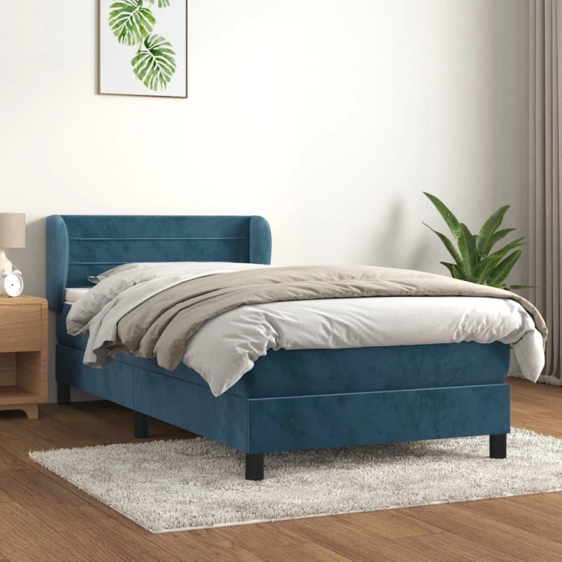 Κρεβάτι Boxspring με Στρώμα Σκούρο Μπλε 100x200 εκ. Βελούδινο Μπλε 3127539