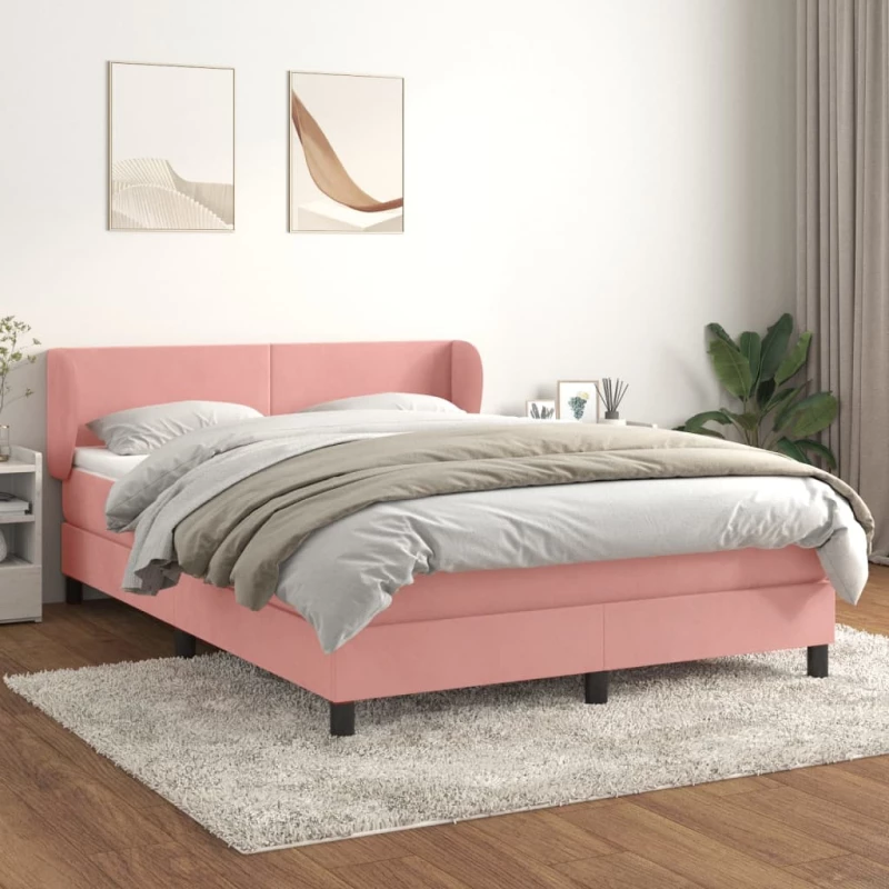 Κρεβάτι Boxspring με Στρώμα Ροζ 140x200 εκ. Βελούδινο Ροζ 3127378
