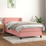 Κρεβάτι Boxspring με Στρώμα Ροζ 100x200 εκ. Βελούδινο Ροζ 3127360