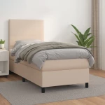 Κρεβάτι Boxspring με Στρώμα Καπουτσίνο 100x200εκ.από Συνθ.Δέρμα Καφέ 3142712
