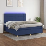 Κρεβάτι Boxspring με Στρώμα & LED Μπλε 180x200 εκ. Υφασμάτινο Μπλε 3135459