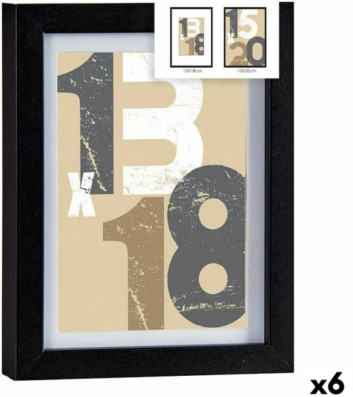 Κορνίζα 18 x 23 x 2,5 cm Μαύρο Γυαλί Ξύλο MDF (x6) S3625474