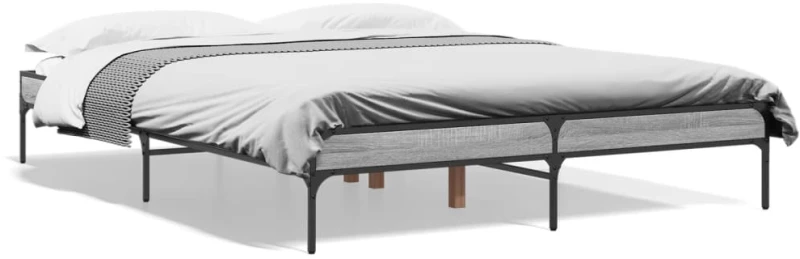 Πλαίσιο Κρεβατιού Γκρι Sonoma 150x200 εκ. Επεξ. Ξύλο & Μέταλλο Γκρι 845014