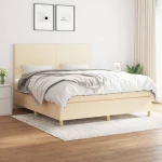 Κρεβάτι Boxspring με Στρώμα Κρεμ 180x200 εκ. Υφασμάτινο Κρεμ 3142198