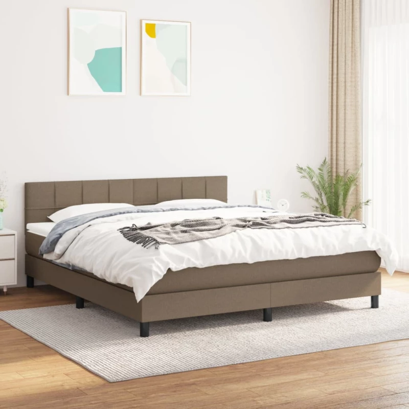 Κρεβάτι Boxspring με Στρώμα Taupe 180x200 εκ. Υφασμάτινο μπεζ-γκρι 3140077