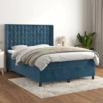 Κρεβάτι Boxspring με Στρώμα Σκούρο Μπλε 140x190 εκ. Βελούδινο Μπλε 3132919
