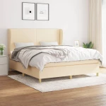 Κρεβάτι Boxspring με Στρώμα Κρεμ 180x200 εκ. Υφασμάτινο Κρεμ 3128386