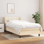 Κρεβάτι Boxspring με Στρώμα Κρεμ 90x200 εκ.Υφασμάτινο Κρεμ 3126218
