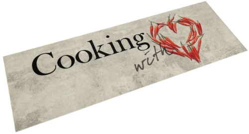 Χαλί Κουζίνας Πλενόμενο Επιγρ. Cooking Γκρι 45x150 εκ. Βελούδο Γκρι 4005623