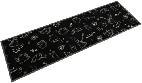 Χαλί Κουζίνας Πλενόμενο Μαύρο Επιγρ. Morning 45x150 εκ. Βελούδο Μαύρο 4005584