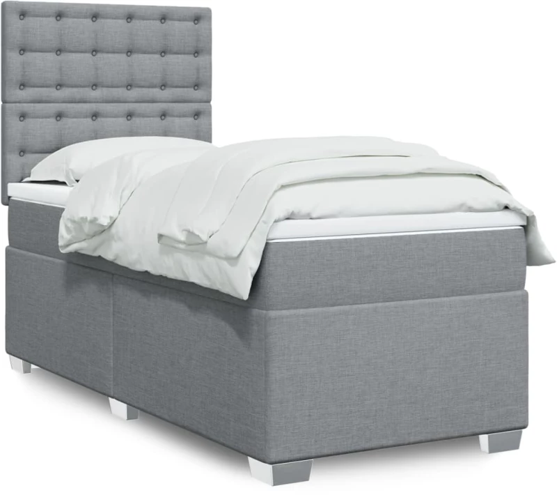 Κρεβάτι Boxspring με Στρώμα Ανοιχτό Γκρι 80x200 εκ. Υφασμάτινο Γκρι 3292629