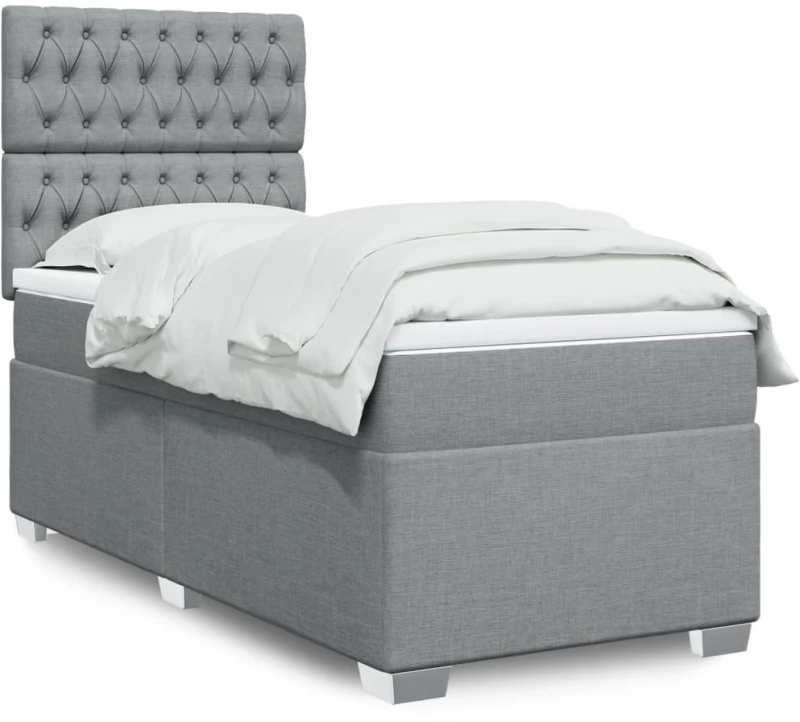 Κρεβάτι Boxspring με Στρώμα Ανοιχτό Γκρι 80x200 εκ. Υφασμάτινο Γκρι 3292622