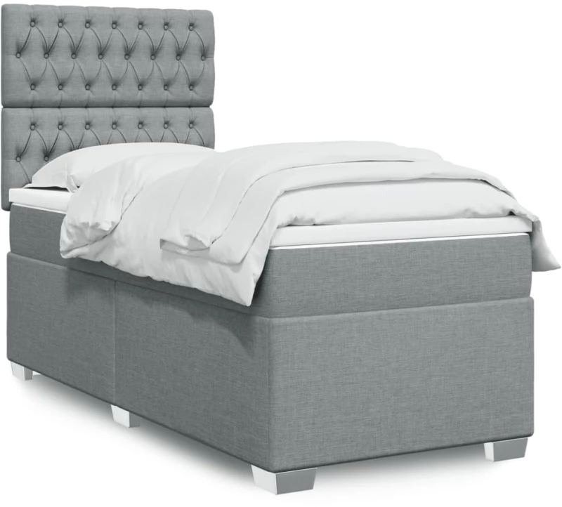 Κρεβάτι Boxspring με Στρώμα Ανοιχτό Γκρι 100x200 εκ. Υφασμάτινο Γκρι 3290406