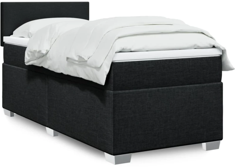 Κρεβάτι Boxspring με Στρώμα Μαύρο 90x190 εκ.Υφασμάτινο Μαύρο 3288038