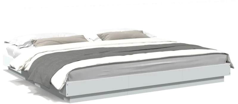 Πλαίσιο Κρεβατιού με Φώτα LED Λευκό 180x200 εκ. Επεξ. Ξύλο Λευκό 3281077